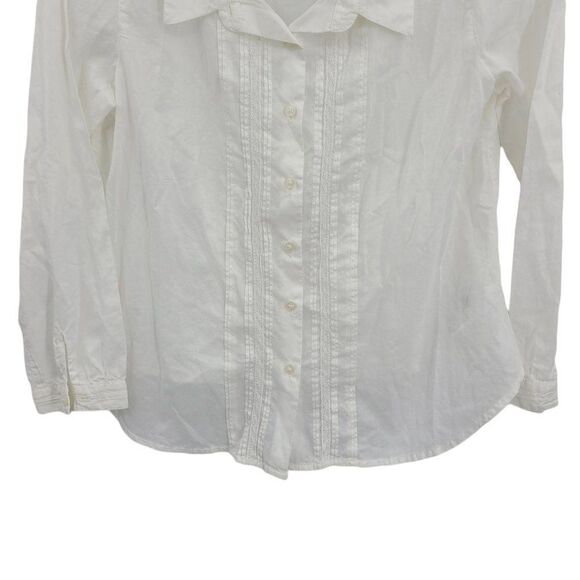Levi's Top Womens M Cottage Core Country Pintuck Pleat Lace Button Up White - Picture 7 of 11